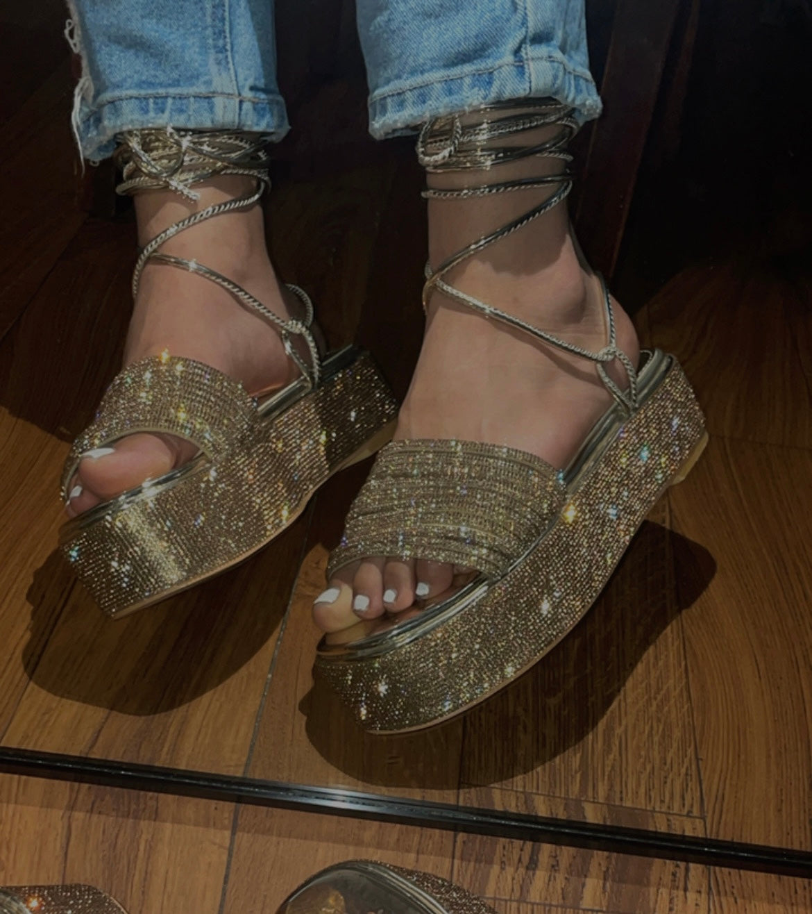 Irina Sparkle Golden Sandal