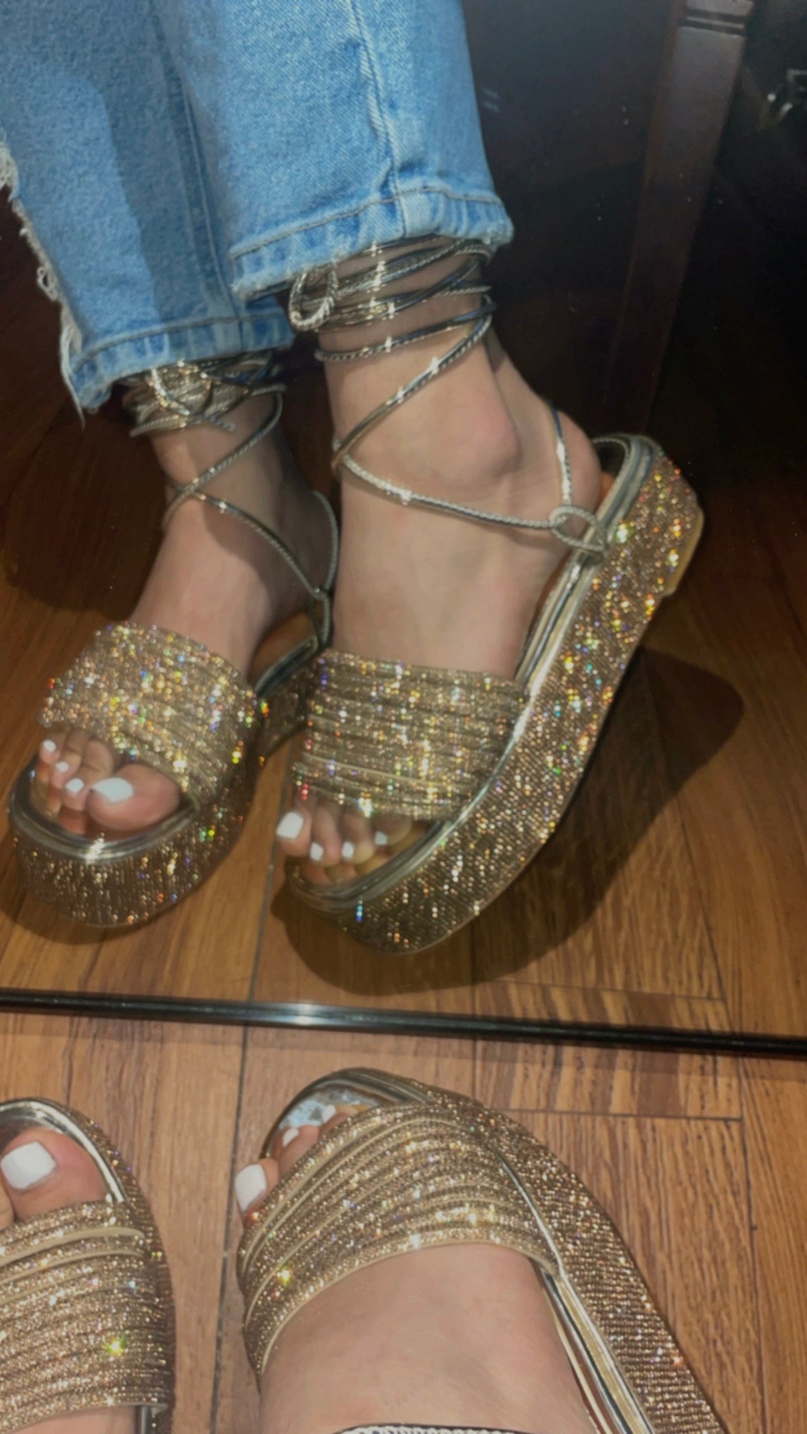 Irina Sparkle Golden Sandal
